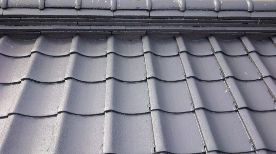 瓦屋根の現場状況（割れやズレが見当たらない状態）