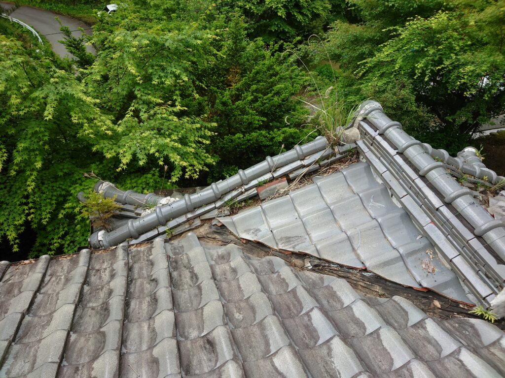 玄関の屋根が大変なことに・・・